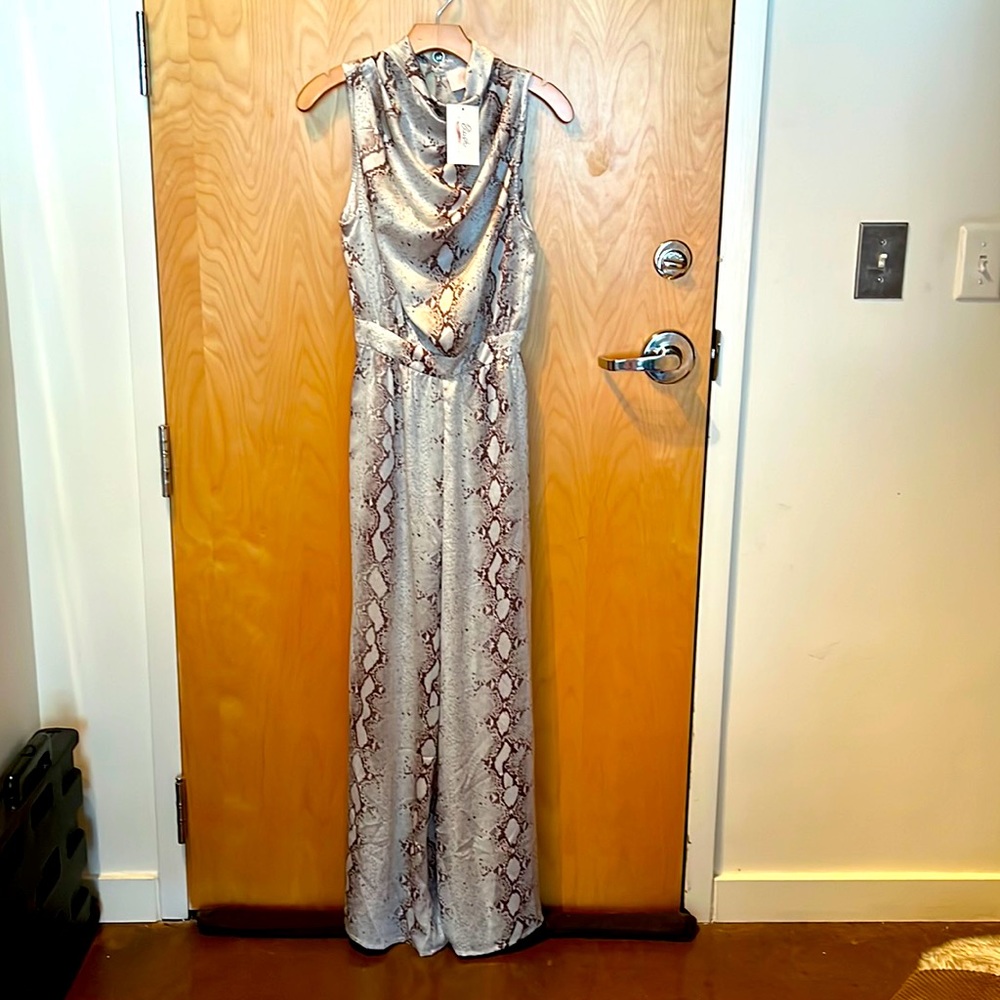 NWT 😍gorgeous satin snakeskin jumpsuit never worn